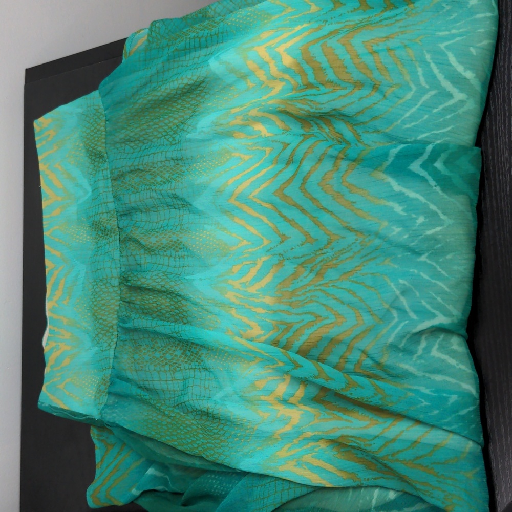 Grass Collection Chiffon Flowy Green and Gold Handkerchief Skirt Size 1